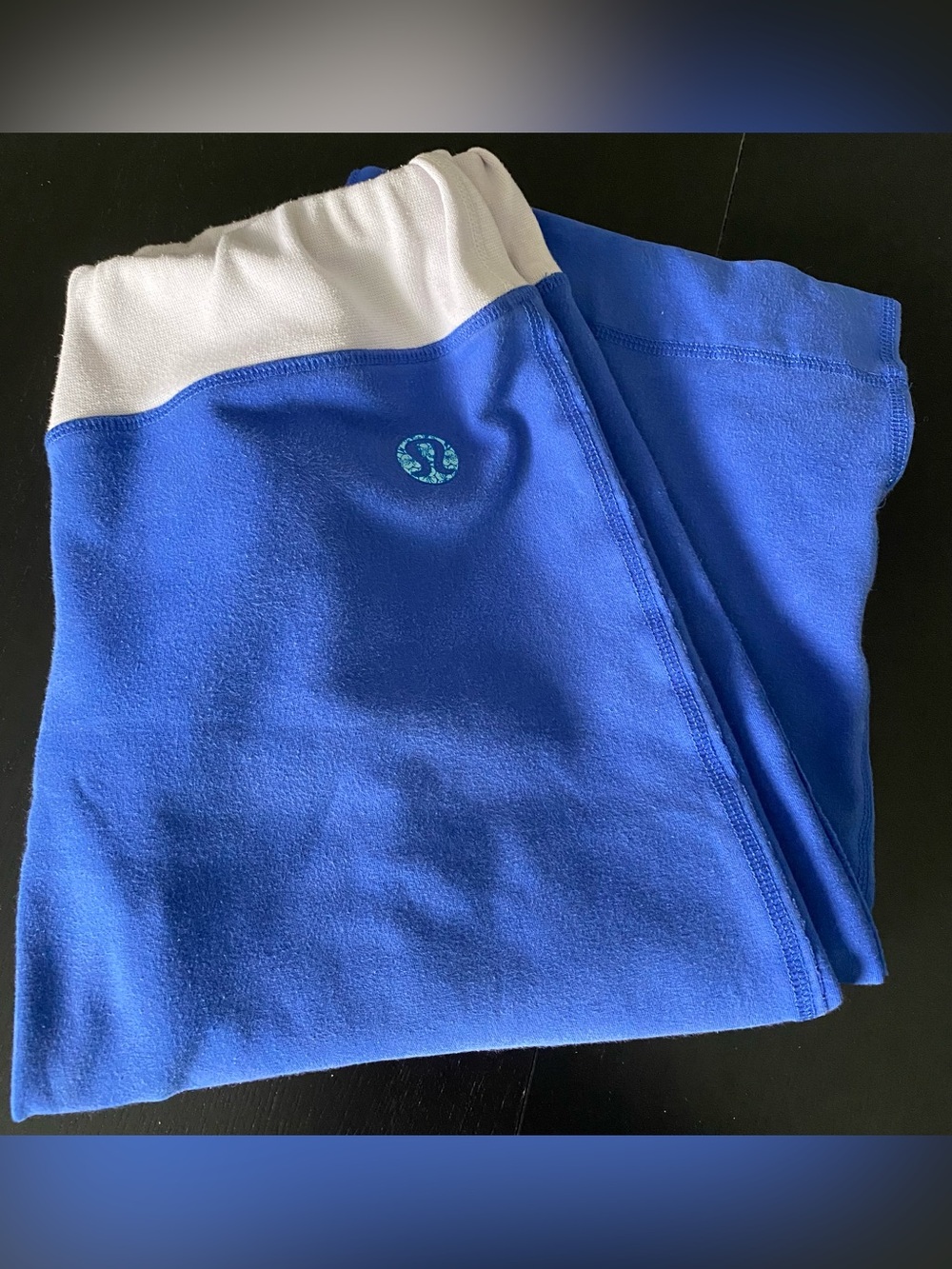 lululemon athletica Blue Capris with White Waistband